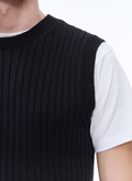 Pull bleu marine en laine et coton - A2BREF-BA19-30