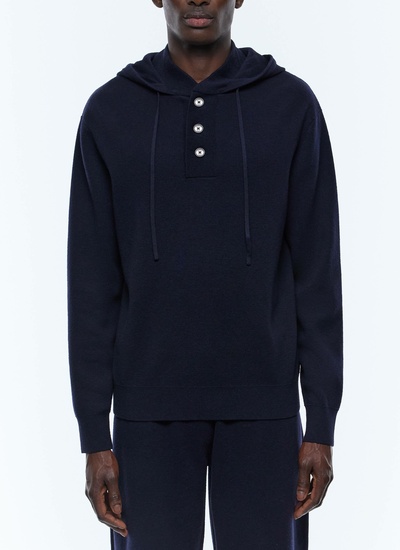 Pull homme bleu marine laine certifiée et coton Fursac - A2EHOO-EA12-D030