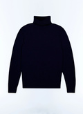 Pull col roulé bleu marine en laine mérinos - A2OROL-MA03-30