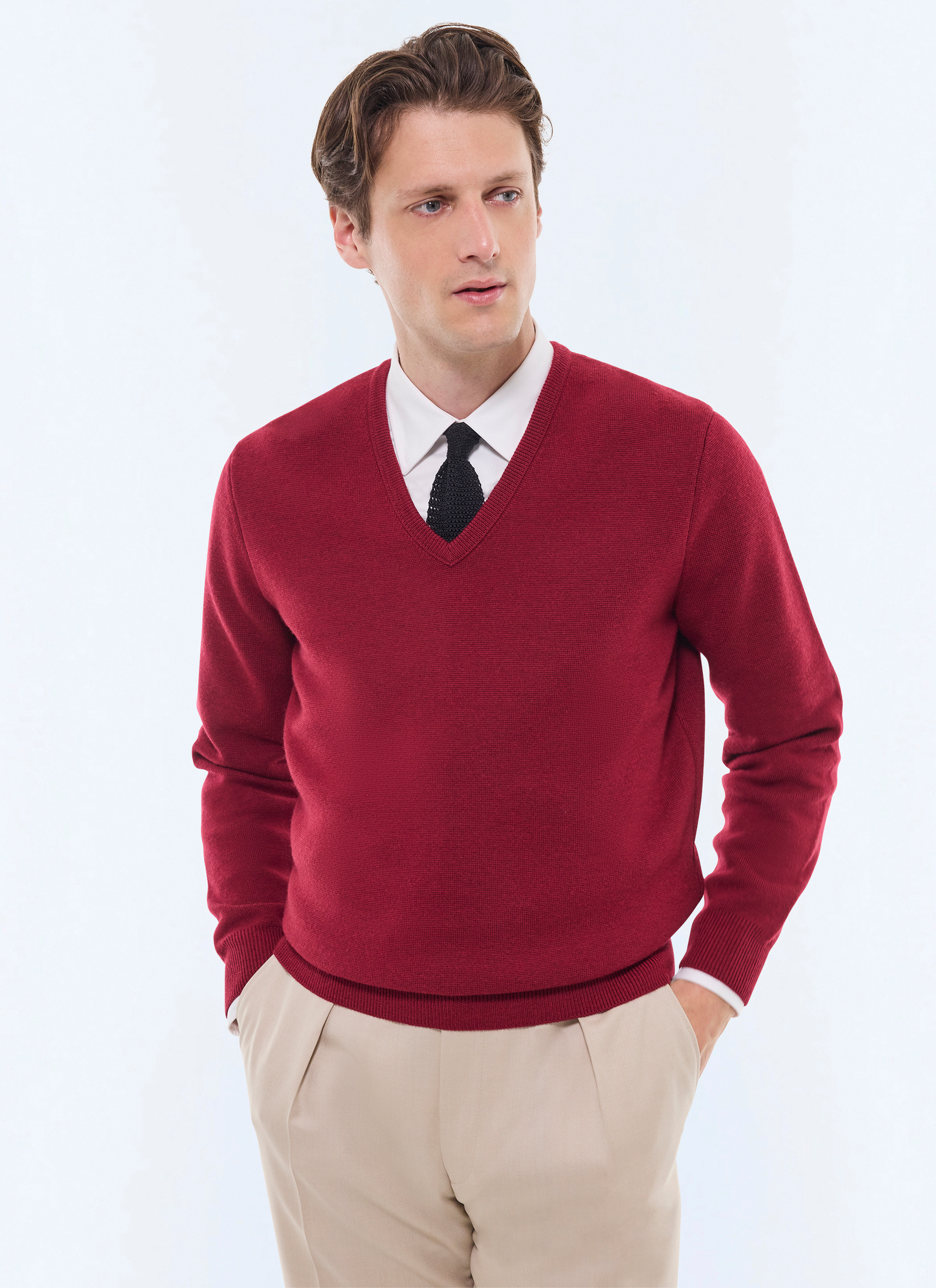 Pull homme bordeaux laine Fursac - A2GAVE-GA12-C014