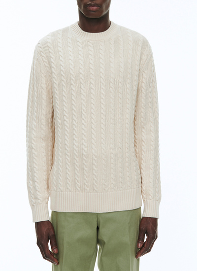 Pull homme ecru laine et coton Fursac - A2BADE-BA08-03