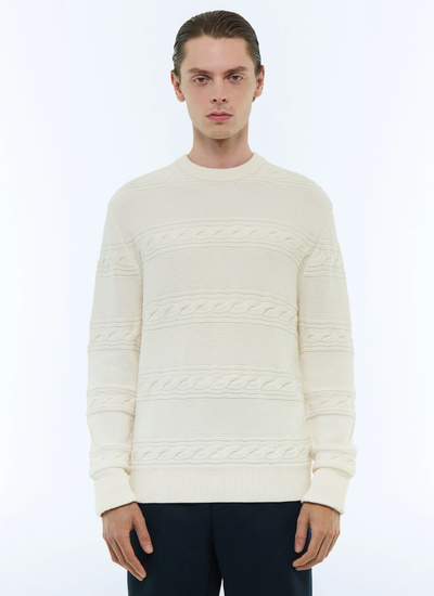 Pull homme ecru laine certifiée et coton Fursac - A2DADE-DA04-A002