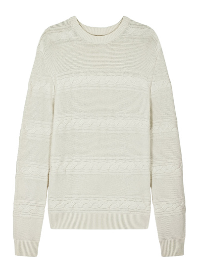 Pull ecru homme laine certifiée et coton Fursac - A2DADE-DA04-A002