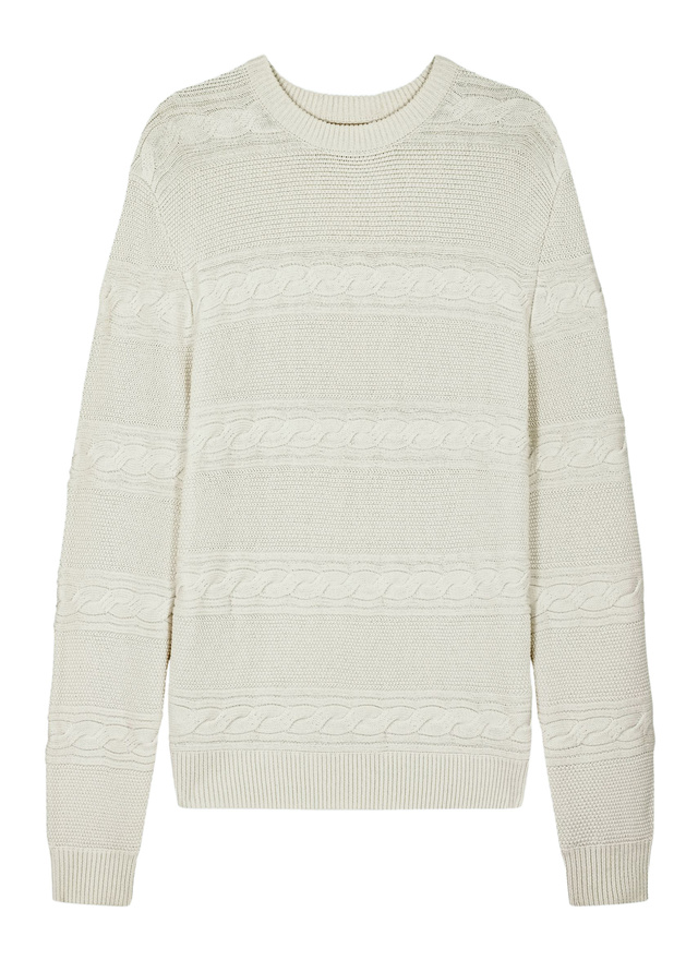 Pull ecru homme laine certifiée et coton Fursac - A2DADE-DA04-A002