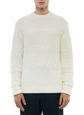 Pull col rond torsadé en laine et coton - A2DADE-DA04-A002