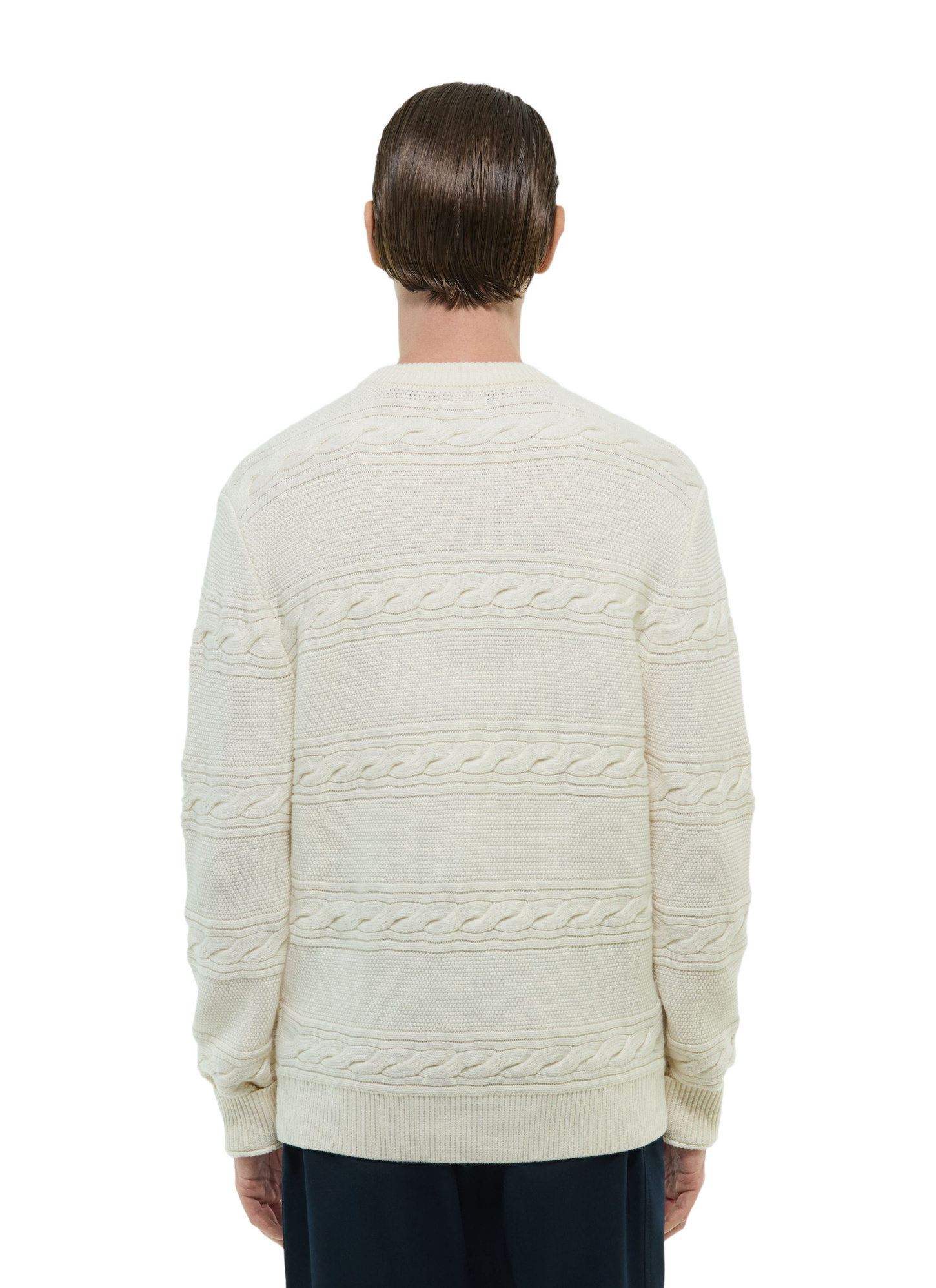 Pull blanc homme laine certifiée et coton Fursac - A2DADE-DA04-A002
