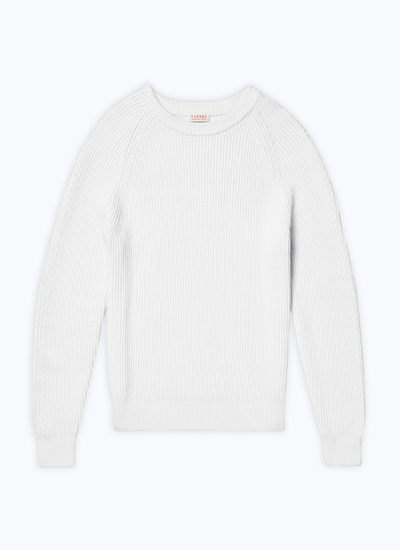 Pull blanc homme coton et laine traçable Fursac - A2DCOT-DA02-A002