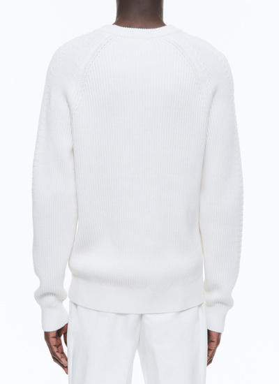 Pull homme ecru coton et laine traçable Fursac - A2DCOT-DA02-A002