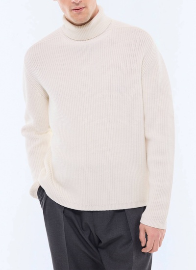 Pull homme ecru laine certifiée et coton Fursac - A2EVAR-EA08-A002