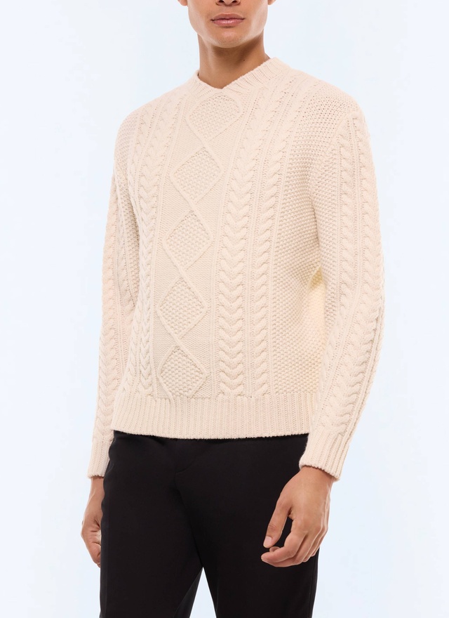 Pull homme ecru laine certifiée Fursac - A2GAGA-GA01-A002