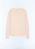 Pull torsadé à col rond en laine - A2GAGA-GA01-A002