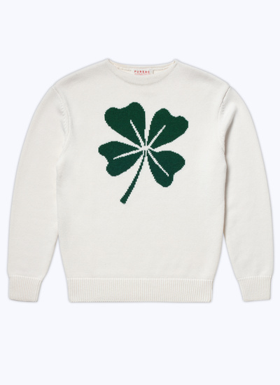 Pull blanc homme laine et coton Fursac - A2BATO-BA04-02
