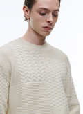 Pull en tricot patchwork de laine mérinos - 22HA2AWOK-AA01/02