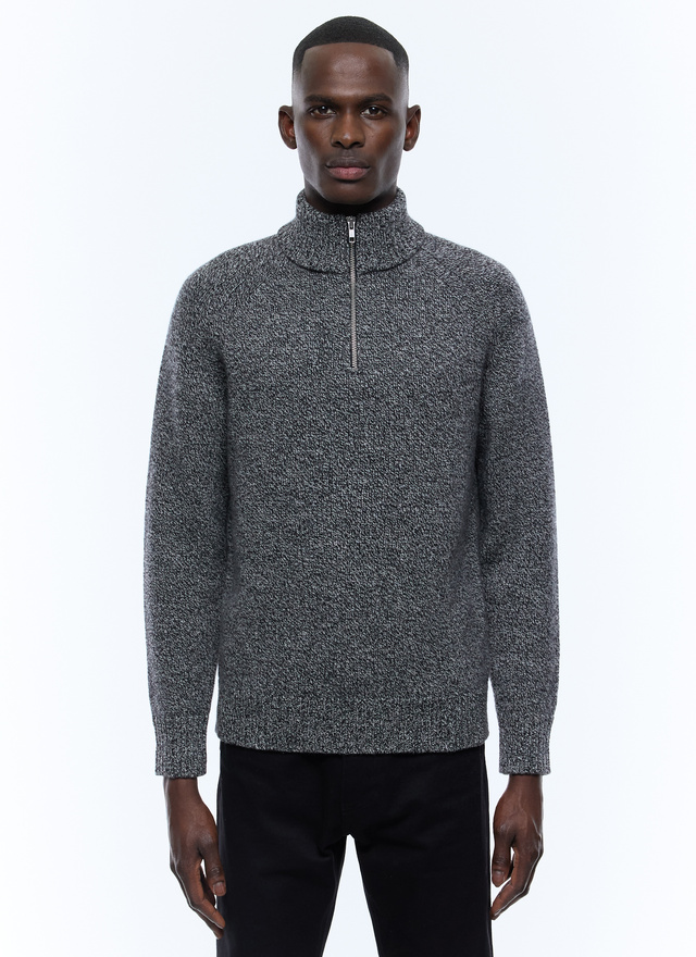 Pull homme gris chiné laine certifiée Fursac - A2ECAM-EA10-B019