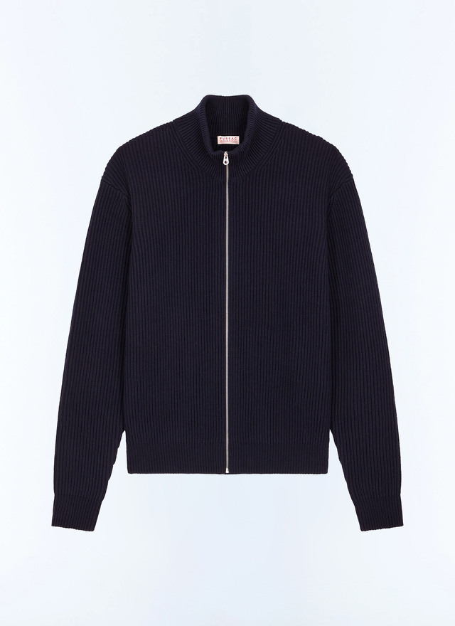 Pull bleu homme 55% laine, 45% coton Fursac - A2LZAP-LA14-D030