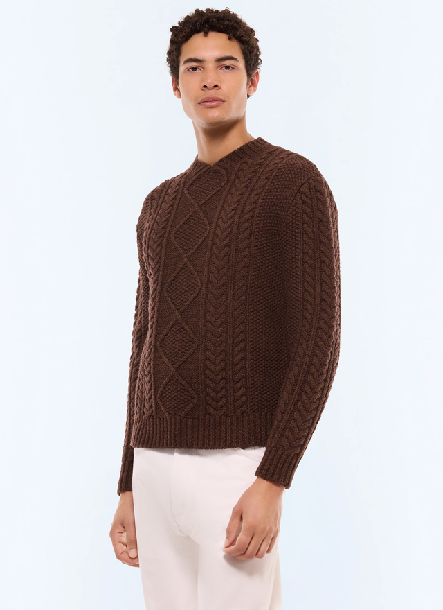 Pull homme marron laine certifiée Fursac - A2GAGA-GA01-G018
