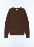 Pull torsadé à col rond en laine - A2GAGA-GA01-G018