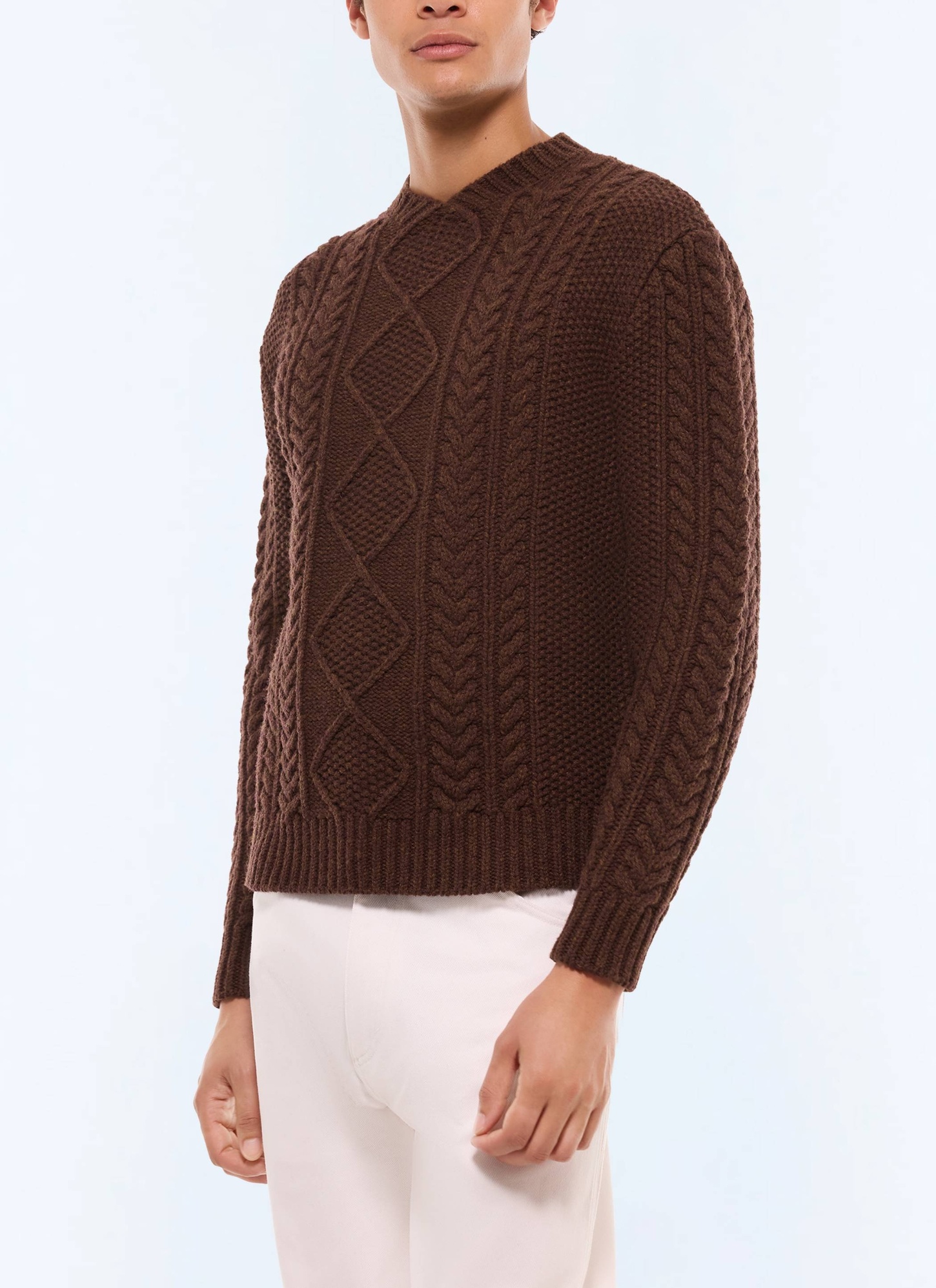 Pull homme marron laine certifiée Fursac - A2GAGA-GA01-G018