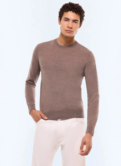 Pull homme marron taupe laine mérinos certifiée Fursac - A2ORYS-MA03-G014
