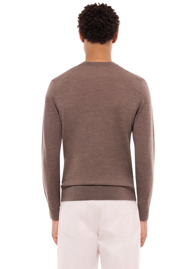 Pull homme Fursac - Pull en laine mérinos marron taupe A2ORYS-MA03-G014