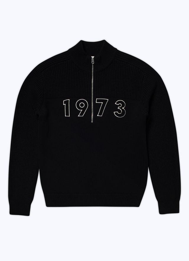 Pull noir homme laine et coton Fursac - 23EA2BACI-BA01/20