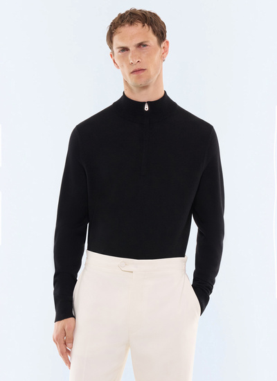 Pull homme noir tissu principal: 100% lainedoublure: aucune Fursac - A2ERYS-LA15-B020