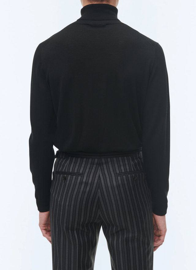 Pull noir homme laine mérinos Fursac - A2OROL-MA03-20