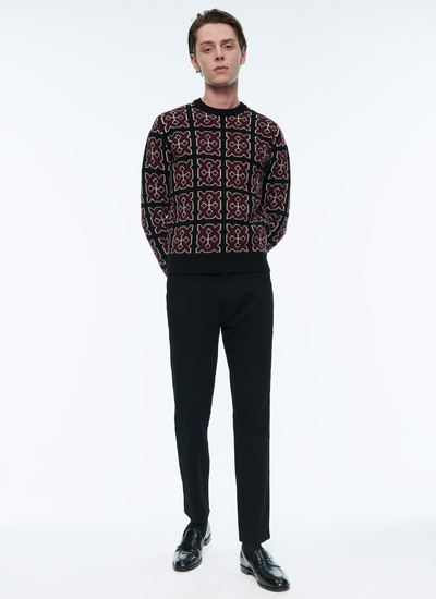 Pull homme noir laine mérinos Fursac - 22HA2ARRO-AA03/73