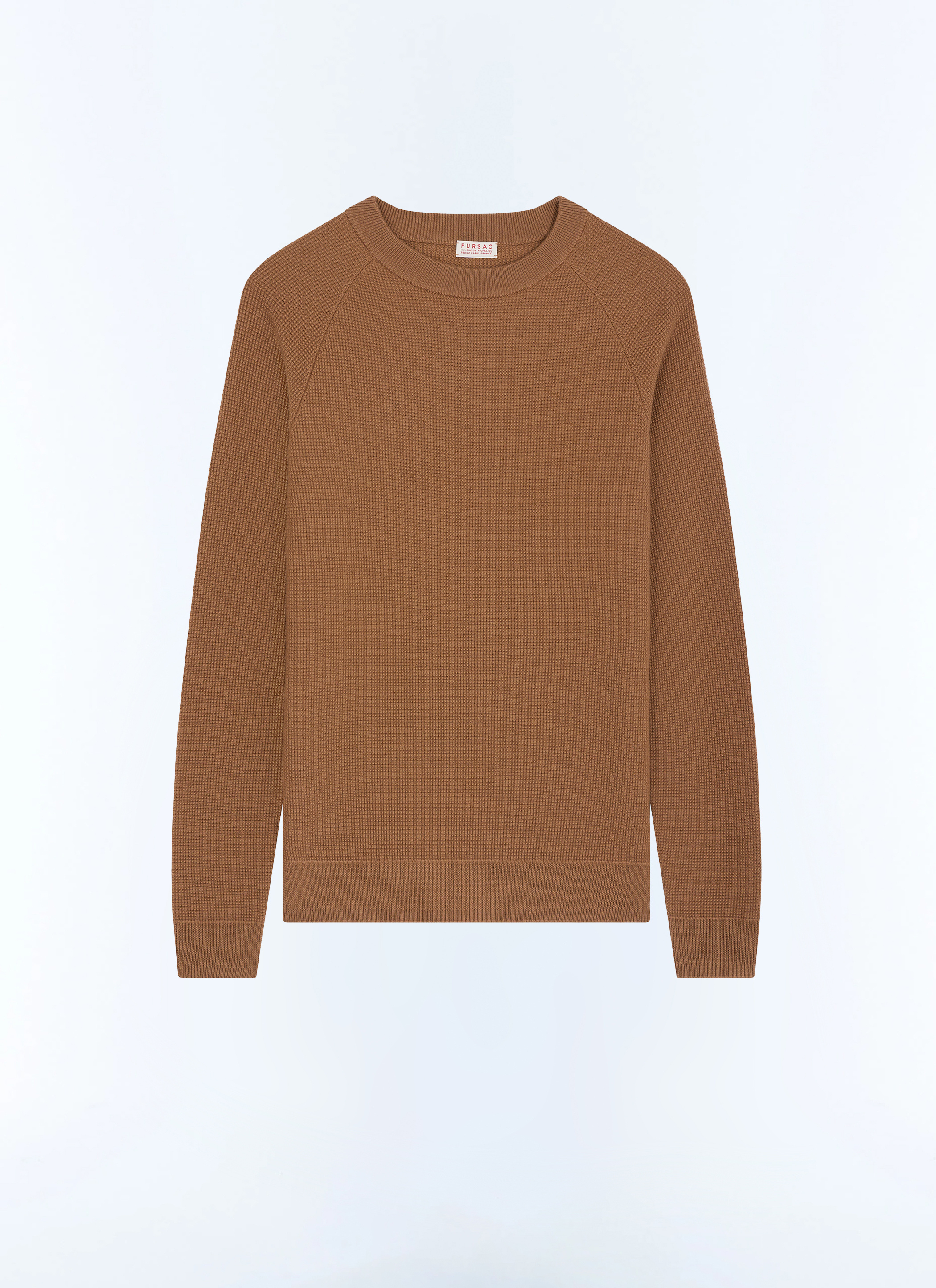 FURSAC - Pull point de riz en laine - Homme - Taille S - Brun