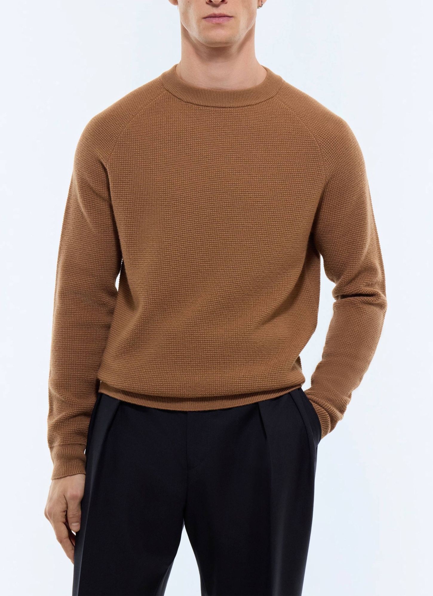 Pull homme noisette laine certifiée Fursac - A2EIRO-AA19-G006