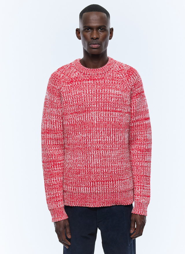 Pull homme rouge chiné laine certifiée Fursac - A2EMOI-EA14-C012