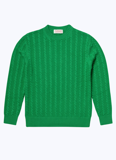 Pull vert homme laine et coton Fursac - A2BADE-BA08-43