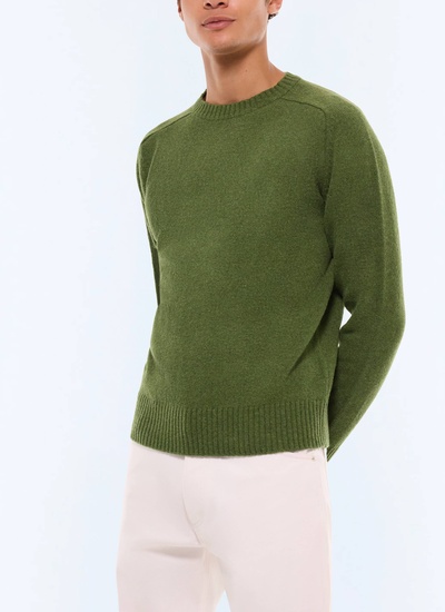 Pull homme vert anglais laine certifiée Fursac - A2ETLA-EA15-H011