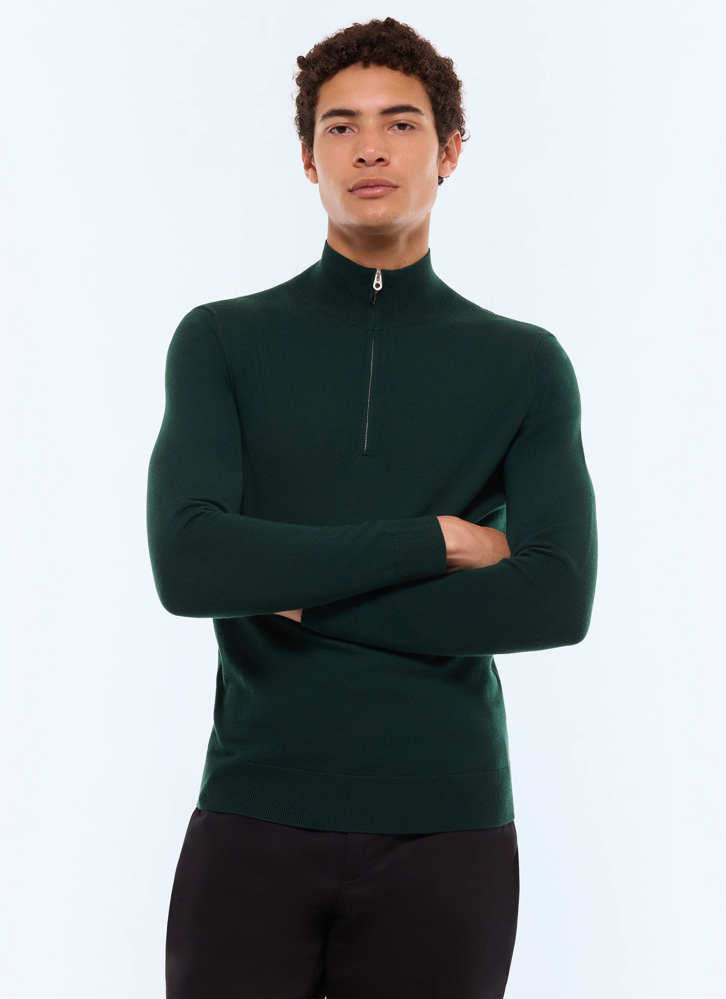 Pull homme vert forêt laine certifiée Fursac - A2ERYS-EA18-H014