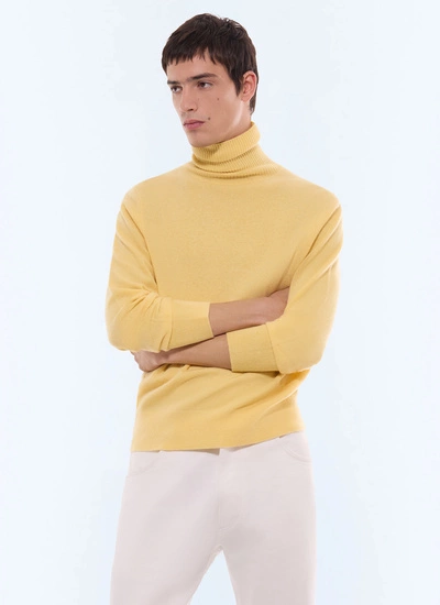 Pull homme jaune pâle laine certifiée et cachemire Fursac - A2KROU-TA28-E004