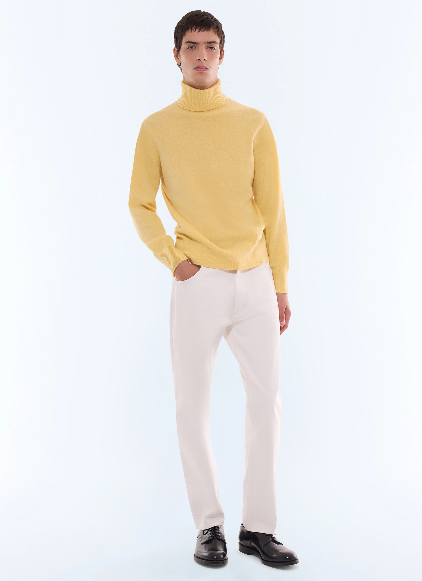 Pull jaune pâle homme Fursac - A2KROU-TA28-E004