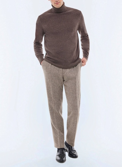 Pull marron taupe homme Fursac - A2KROU-TA28-G014