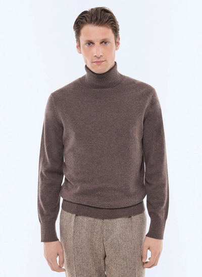 Pull homme marron taupe laine certifiée et cachemire Fursac - A2KROU-TA28-G014