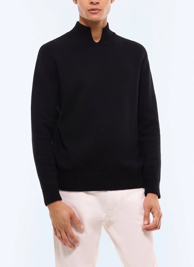 Pull homme noir laine certifiée et cachemire Fursac - A2GOWI-GA08-B020