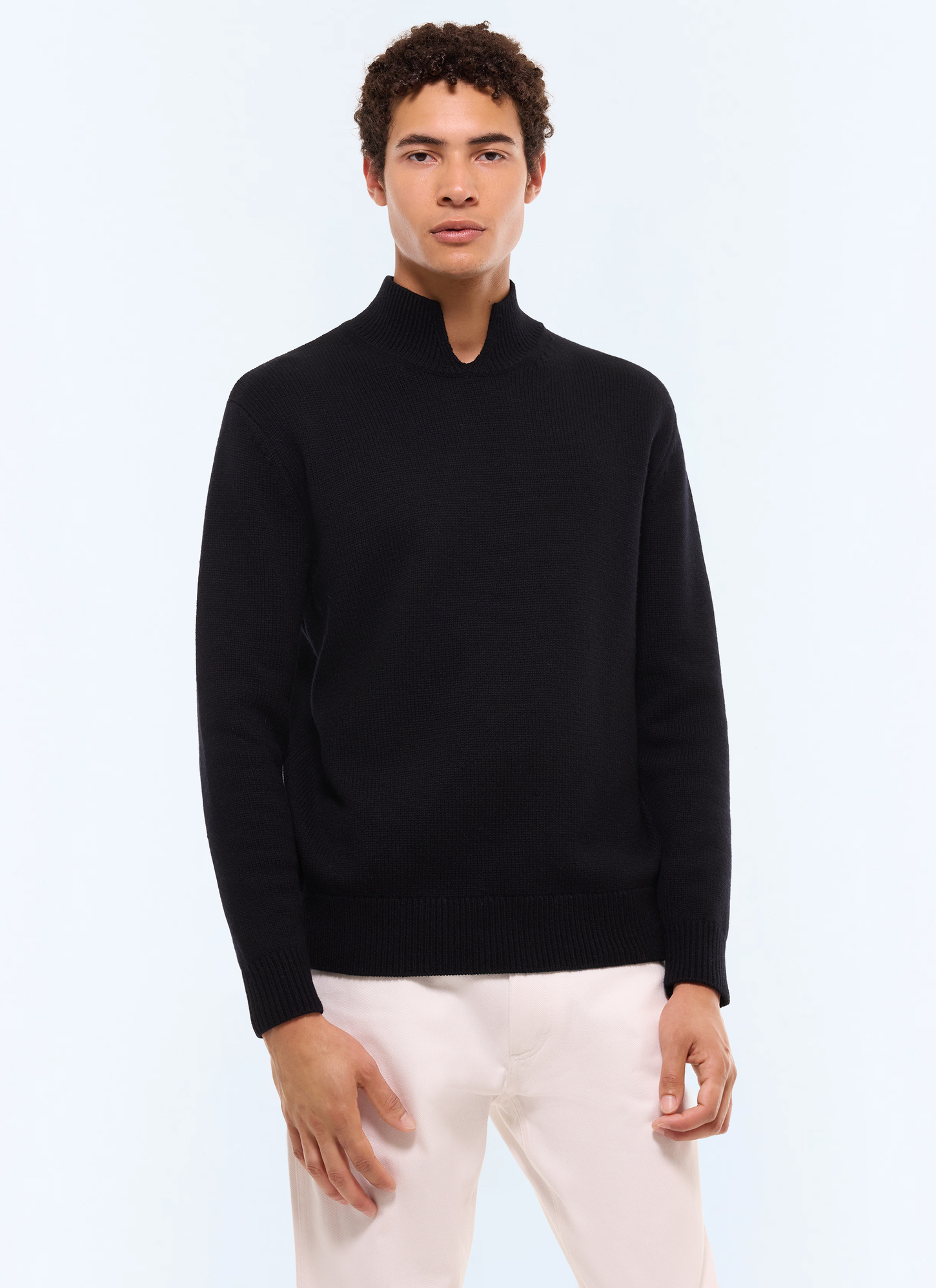 Pull homme noir laine certifiée et cachemire Fursac - A2GOWI-GA08-B020