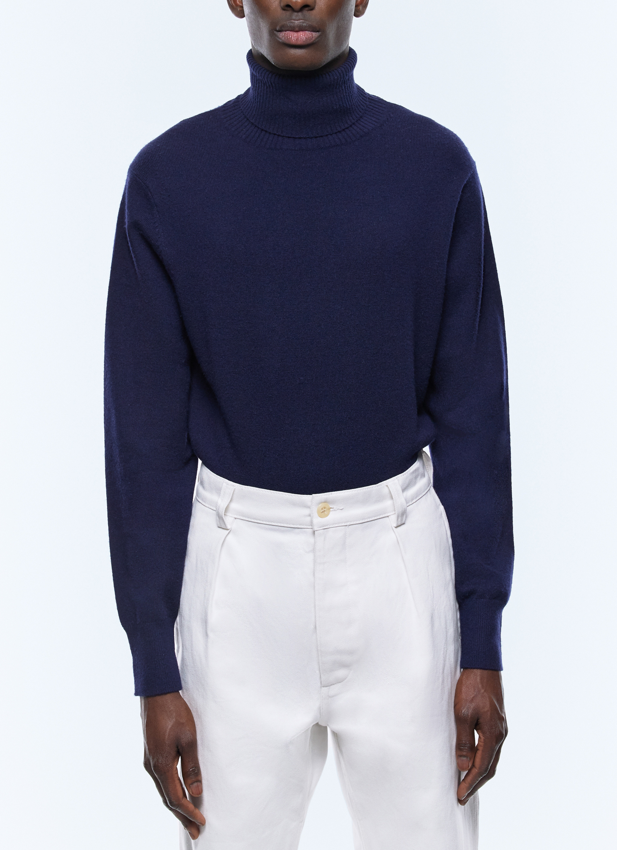 FURSAC - Pull col roulé en laine et cachemire - Homme - Taille XL - Bleu