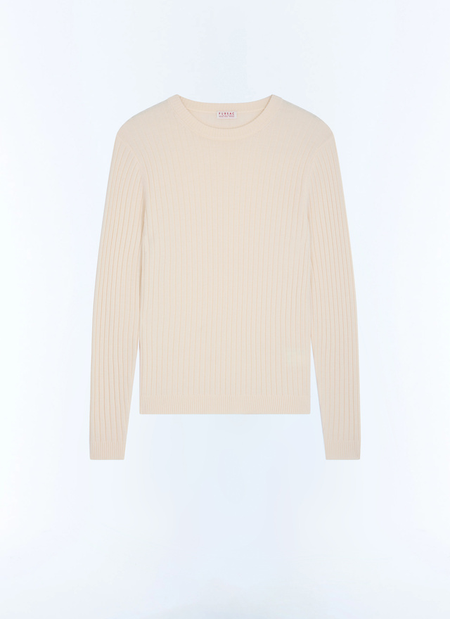 Pull marinière blanc homme laine certifiée Fursac - A2GCOT-GA11-A002