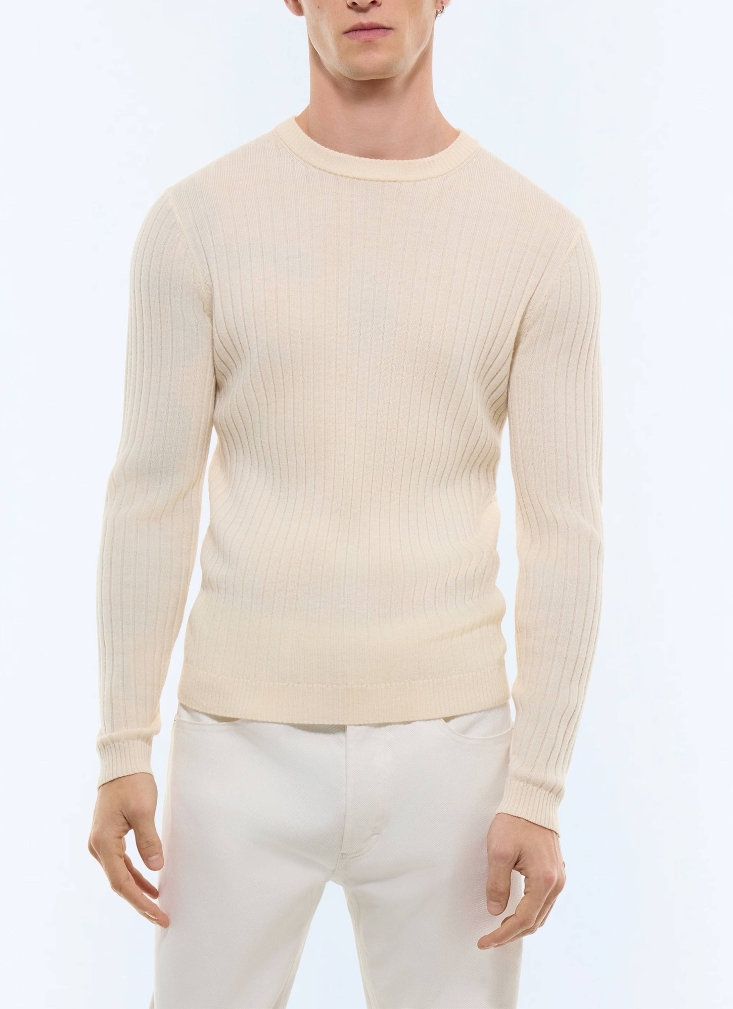 Pull marinière homme ecru laine certifiée Fursac - A2GCOT-GA11-A002