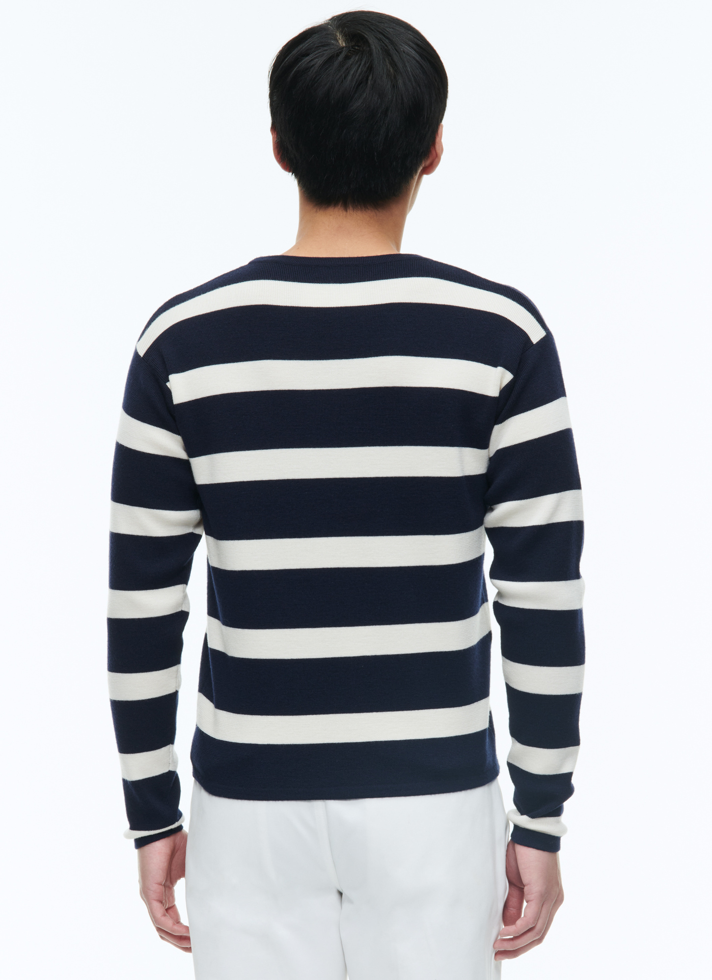 Pull marinière rayures écrus et bleu marine homme Fursac - A2DINI-DA18-D030