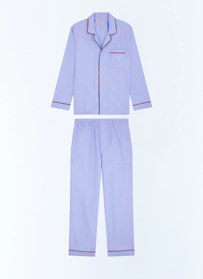 Men's blue, navy blue cotton poplin pyjamas Fursac - Y3GYJA-DP07-D039