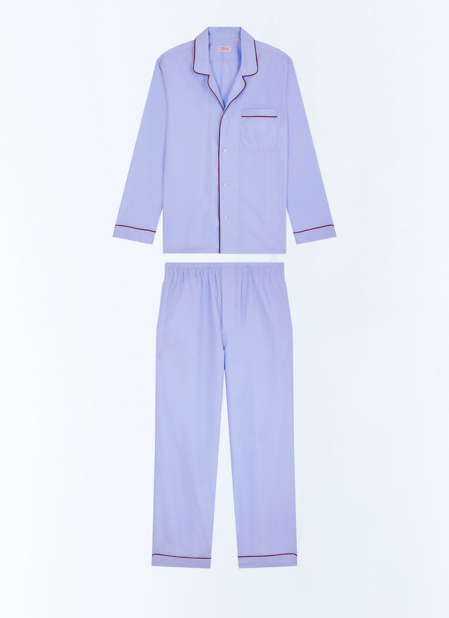 Men's blue, navy blue cotton poplin pyjamas Fursac - Y3GYJA-DP07-D039