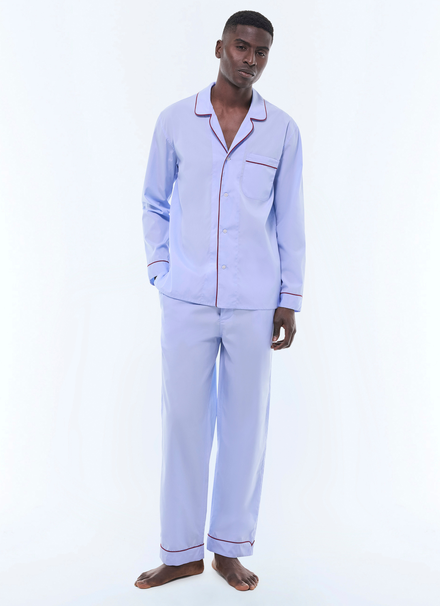 Men's pyjamas sky blue cotton poplin Fursac - Y3GYJA-DP07-D039