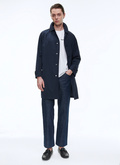 Navy blue water-repellent Balmacaan coat - M3BIME-BM07-30