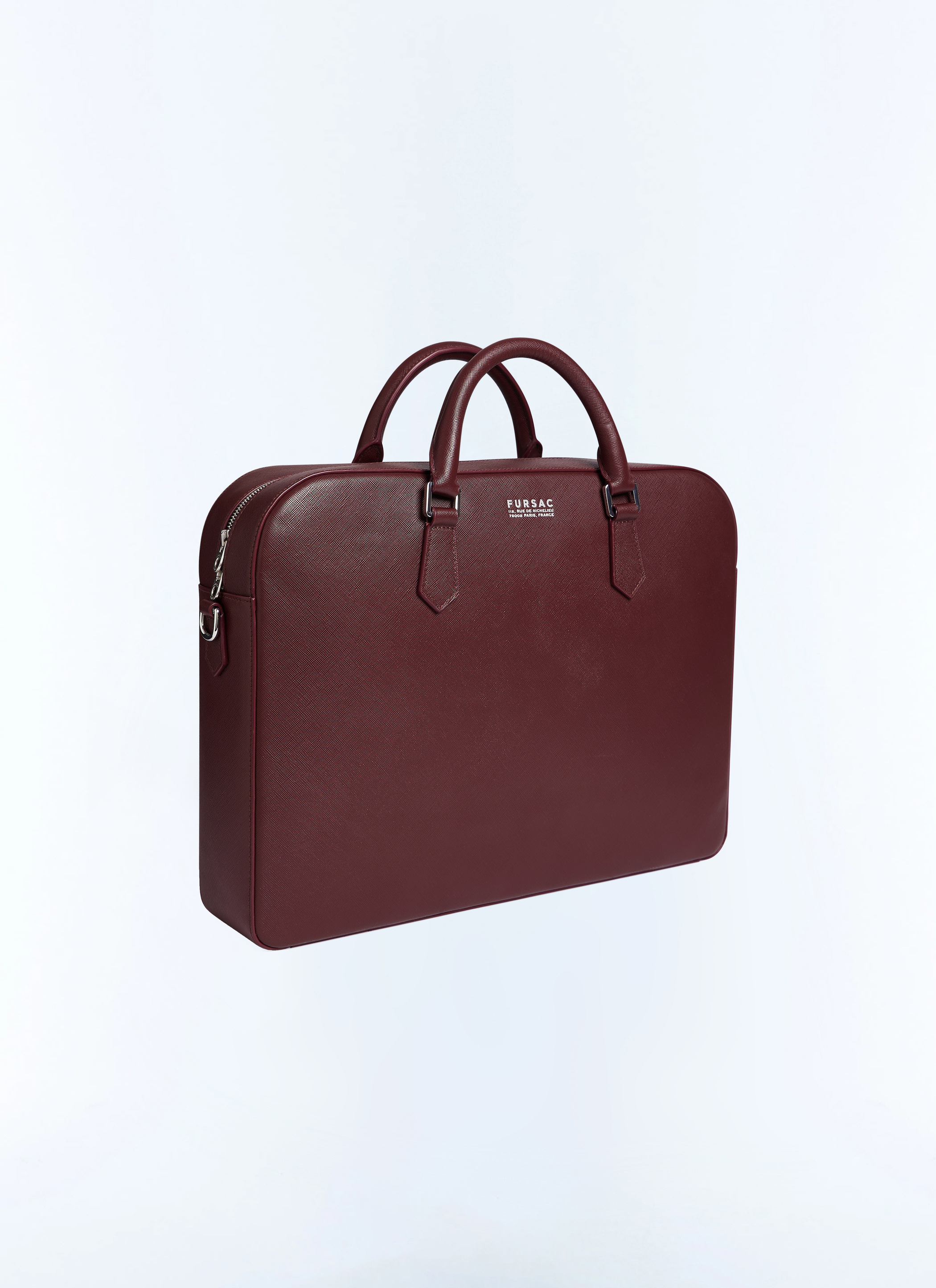 FURSAC - Mallette en cuir Saffiano uni - Homme - Taille Unique - Rouge