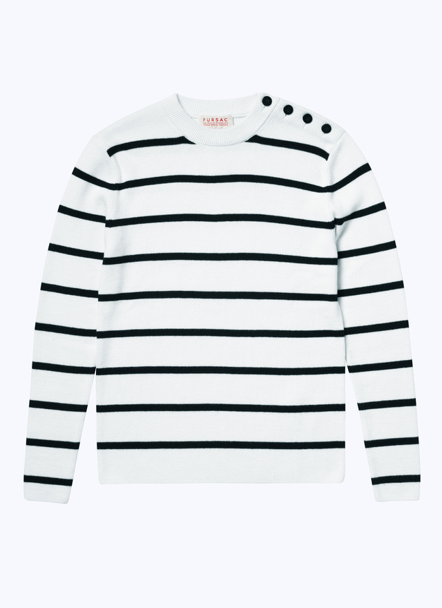 Men's ecru and black stripes sailor sweater Fursac - A2BRIN-BA10-02